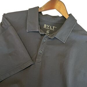 Bylt Mens Drop Cut Lux Polo Shirt Size XXL Navy Blue Short Sleeve Stretch Casual